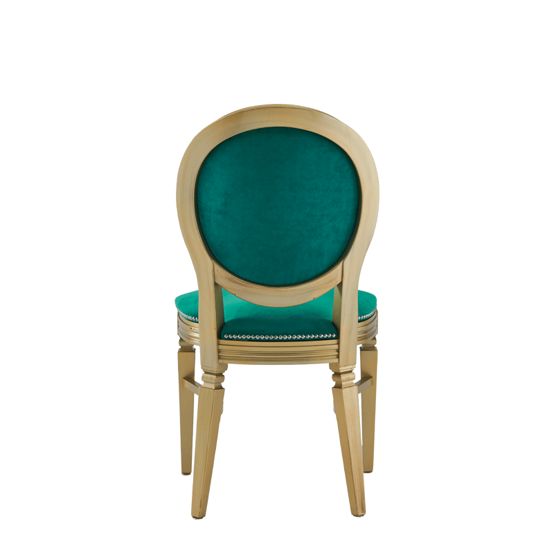 Chandelle Chair in Gold with Jade Velvet Seat Pad