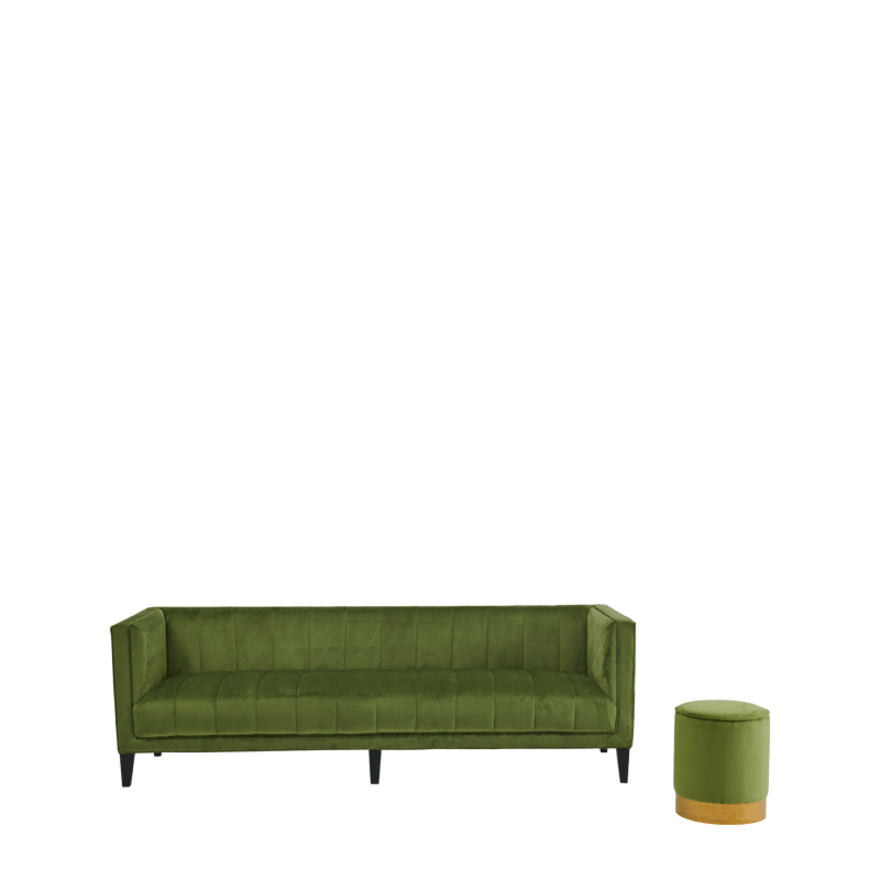 Hollywood Ottoman in Kiwi Velvet