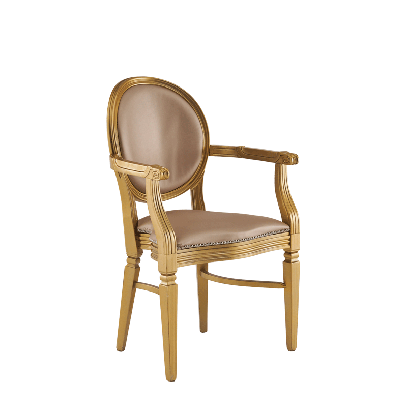 Chandelle Armchair in Gold with Latte Seat Pad