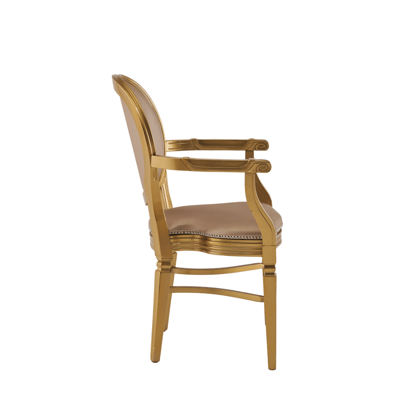 Chandelle Armchair in Gold with Latte Seat Pad