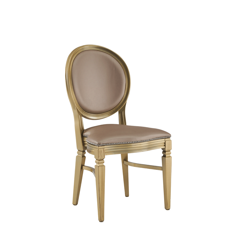 Chandelle Chair in Gold with Latte Seat Pad