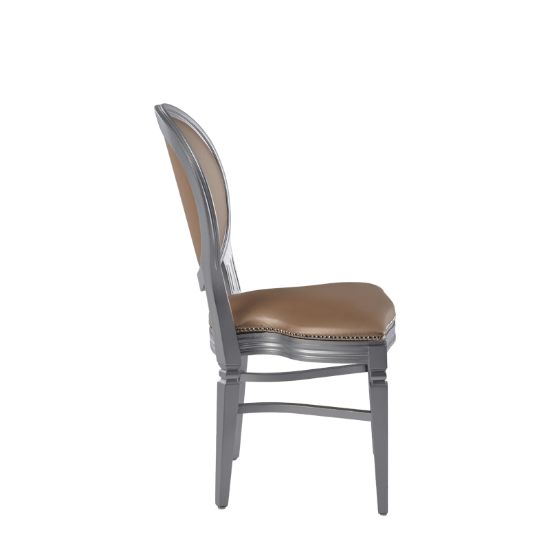 Chandelle Chair in Silver with Latte Seat Pad