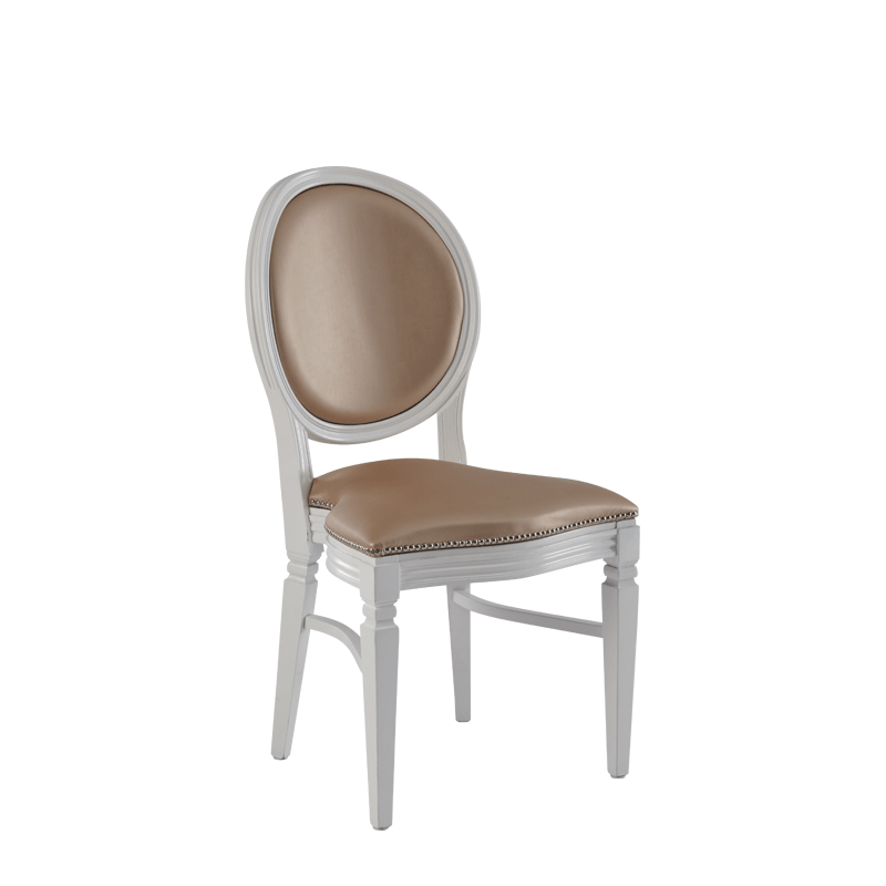 Chandelle Chair in White with Latte Seat Pad