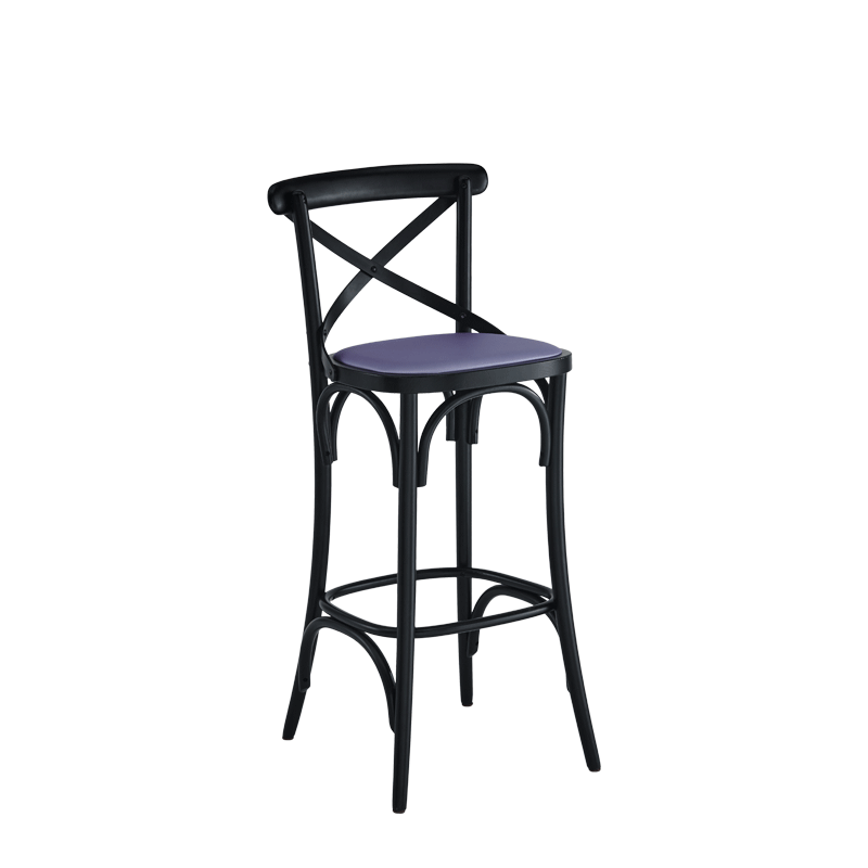 Coco Bar Stool in Black with Lavender Seat Pad