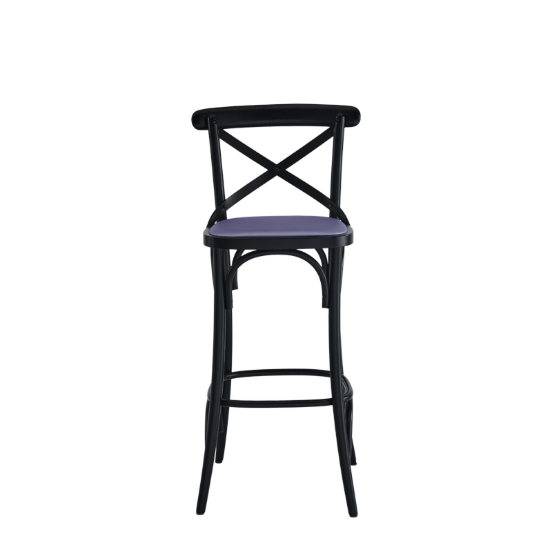Coco Bar Stool in Black with Lavender Seat Pad