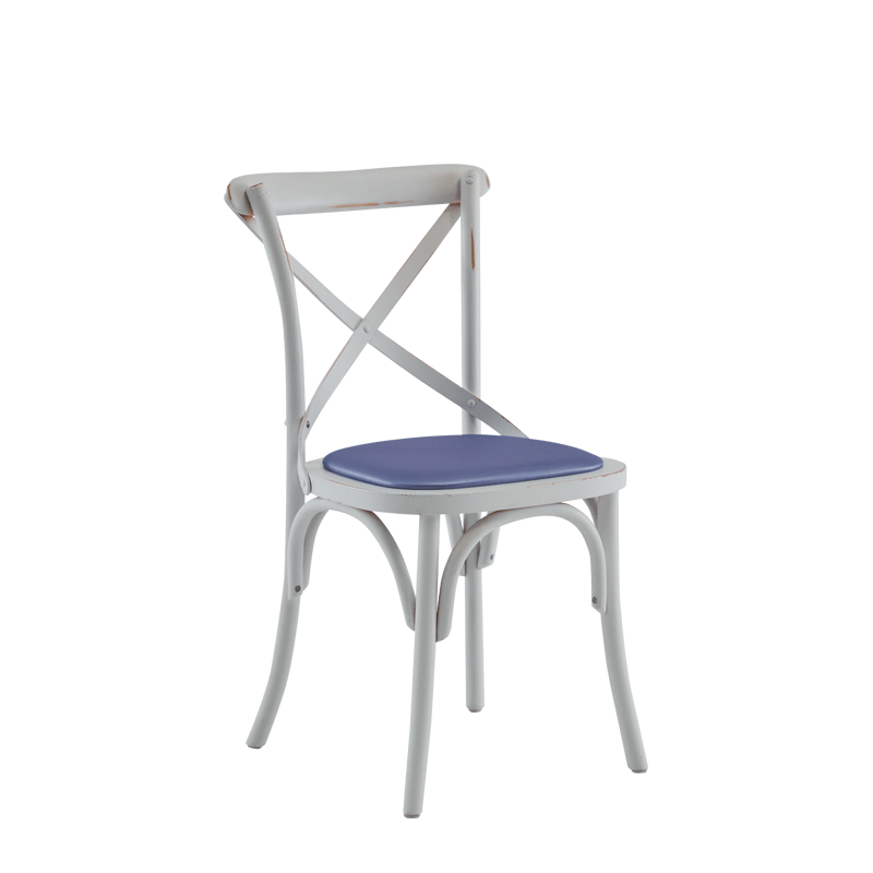 Coco Chair in White with Lavender Seat Pad