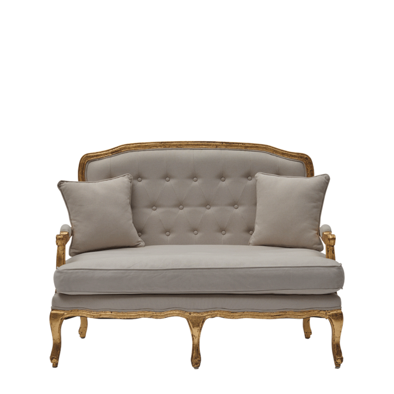 Paris Settee Sofa in Gold upholstered in Linen