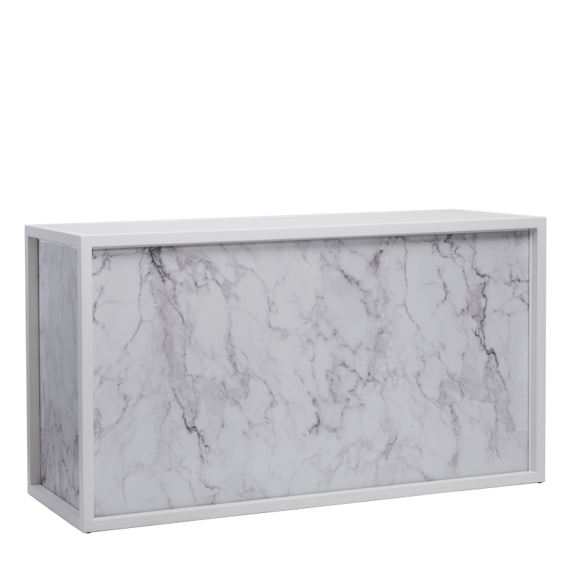Unico Bar with White Frame and White Marble Effect Front