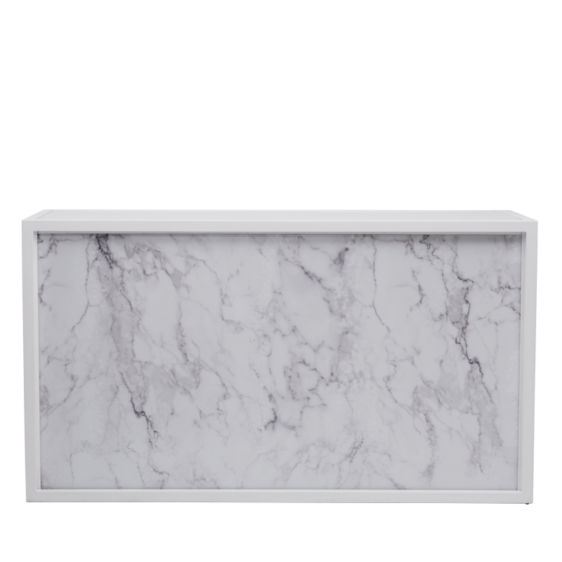 Unico Bar with White Frame and White Marble Effect Front