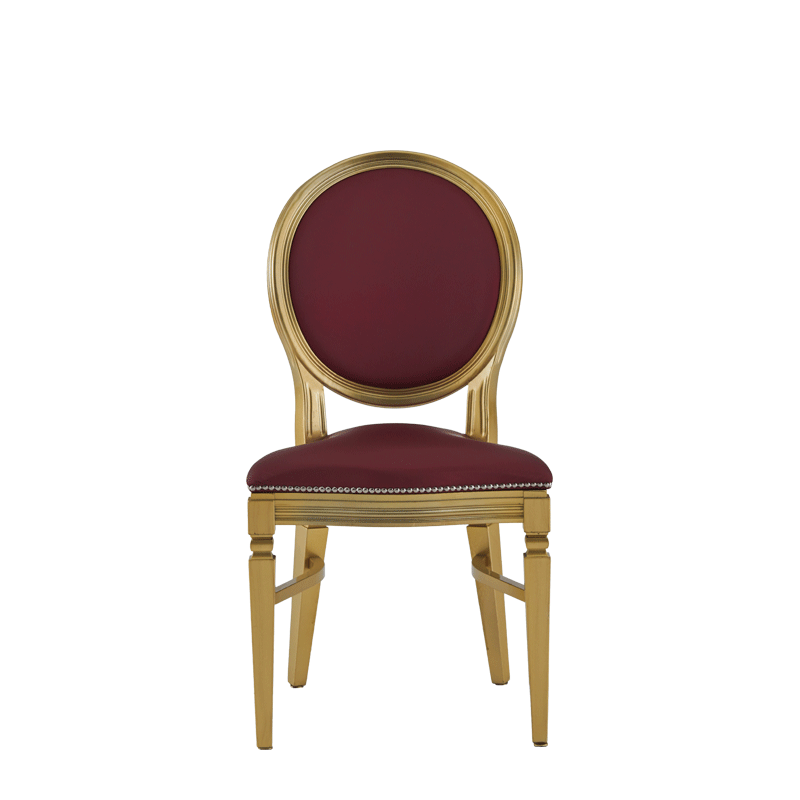 Chandelle Chair in Gold with Merlot Seat Pad