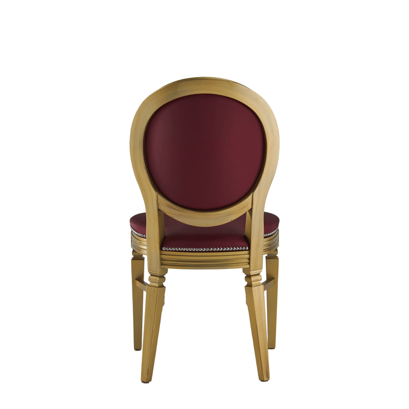 Chandelle Chair in Gold with Merlot Seat Pad