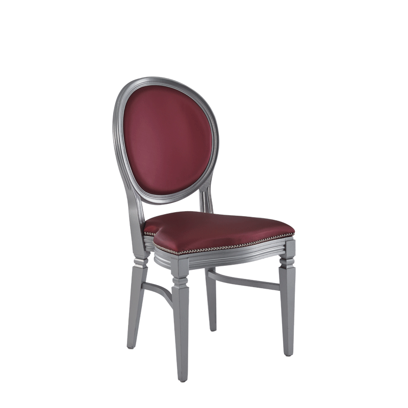 Chandelle Chair in Silver with Merlot Seat Pad