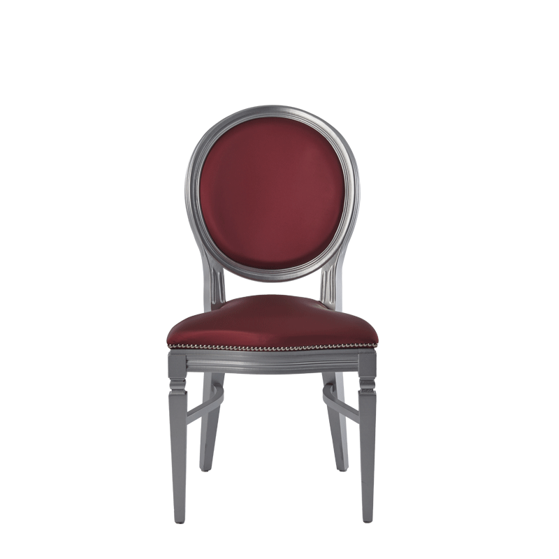 Chandelle Chair in Silver with Merlot Seat Pad