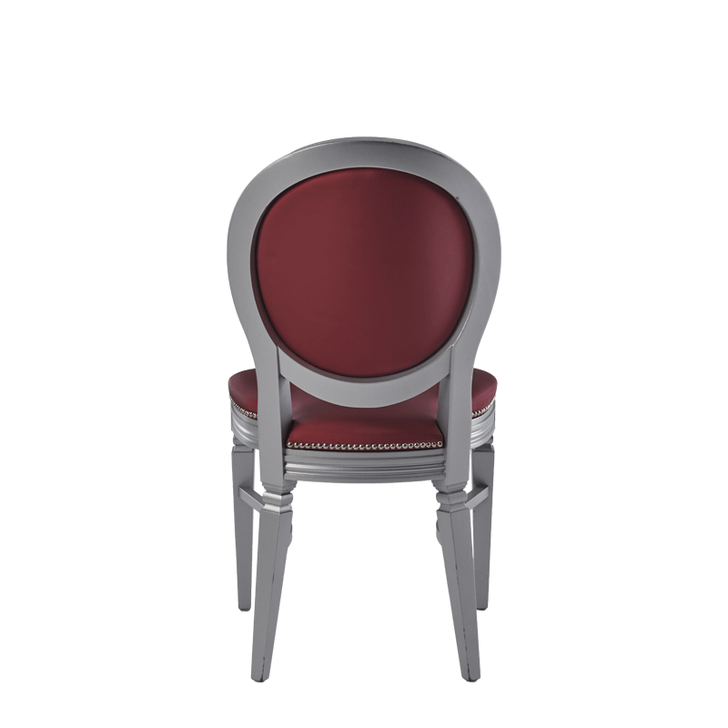 Chandelle Chair in Silver with Merlot Seat Pad
