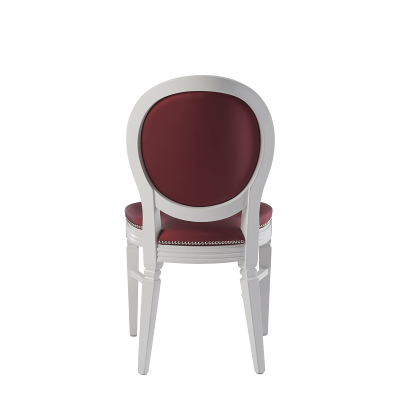 Chandelle Chair in White with Merlot Seat Pad