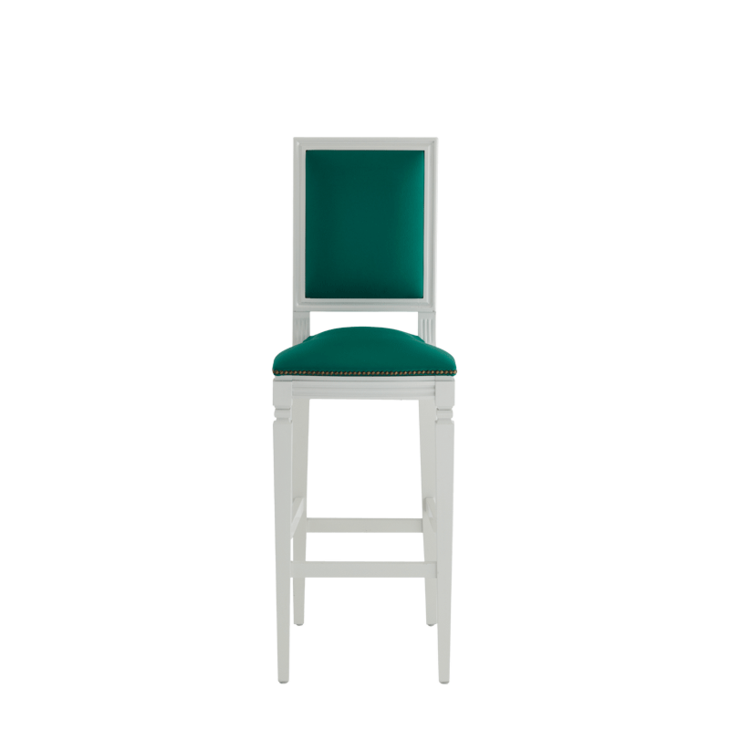 CKC Bar Stool in White with Sea Green Seat Pad