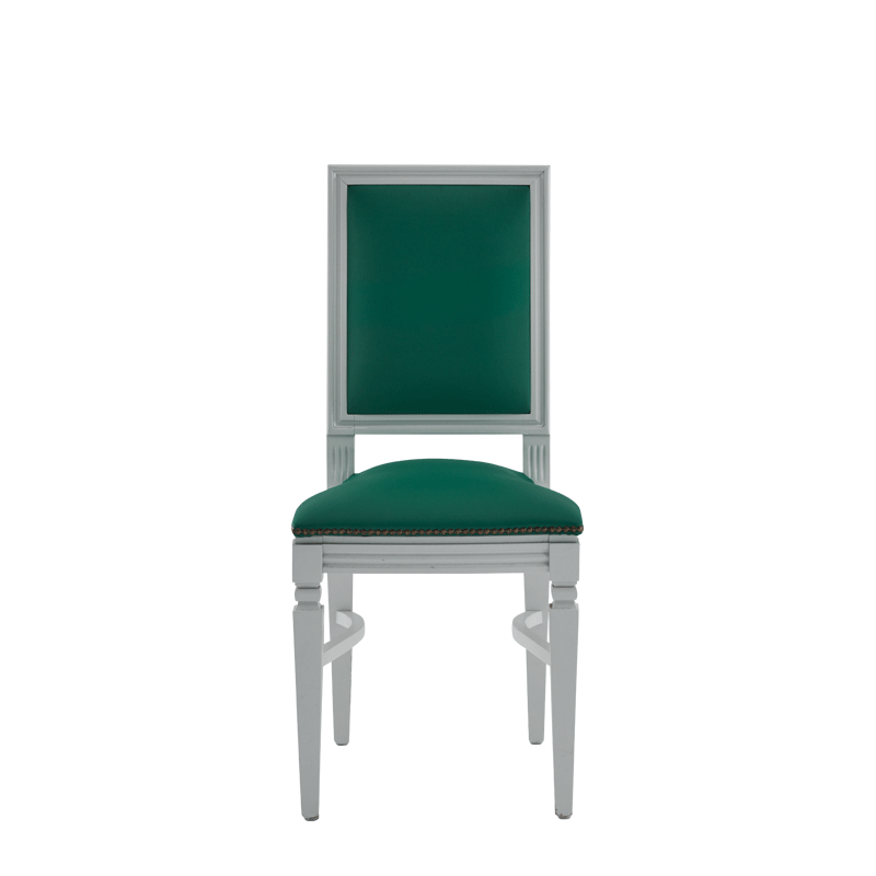 CKC Chair in White with Sea Green Seat Pad