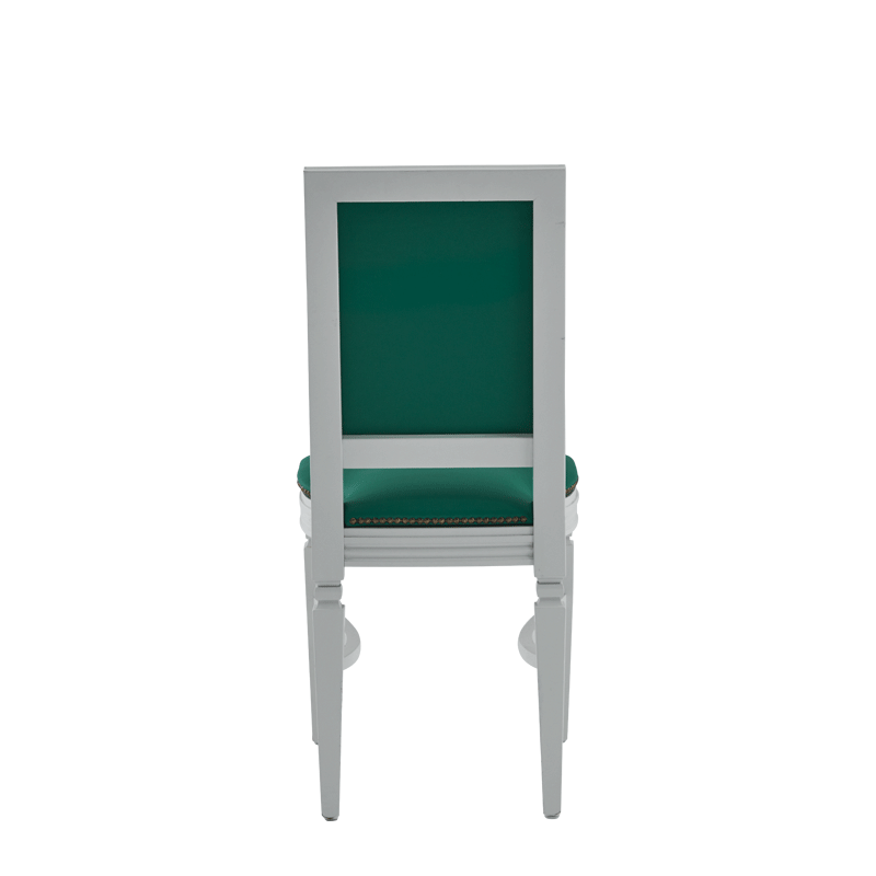 CKC Chair in White with Sea Green Seat Pad