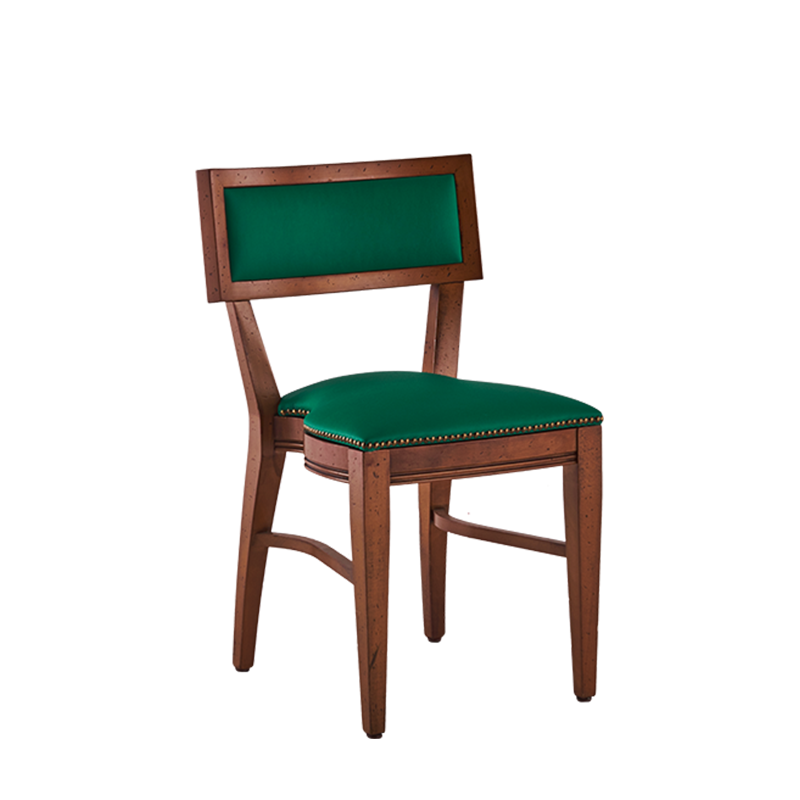 The Bogart Chair in Antique Wood with Sea Green Seat Pad