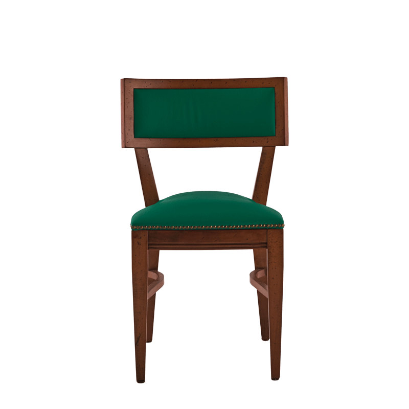 The Bogart Chair in Antique Wood with Sea Green Seat Pad