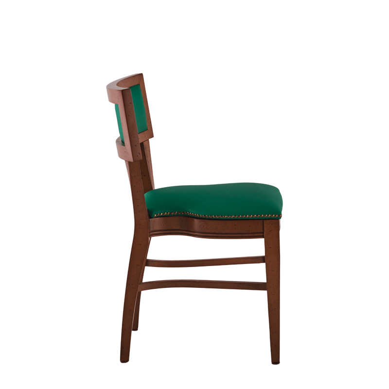 The Bogart Chair in Antique Wood with Sea Green Seat Pad