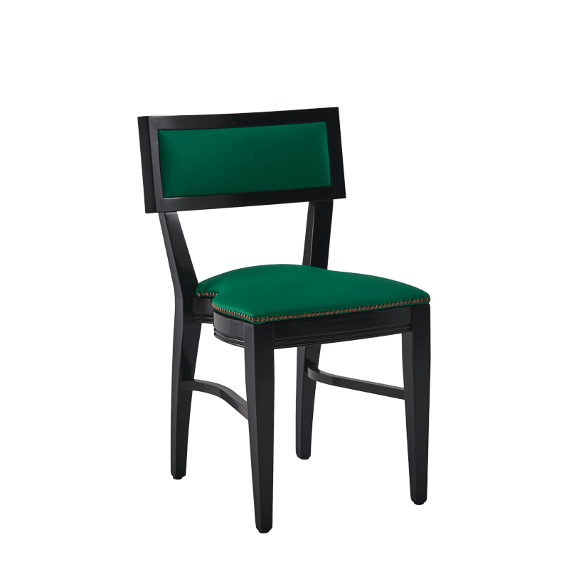 The Bogart Chair in Black with Sea Green Seat Pad
