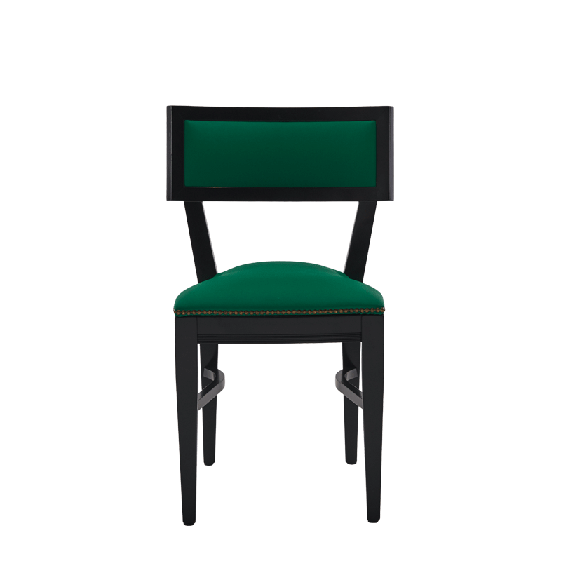 The Bogart Chair in Black with Sea Green Seat Pad
