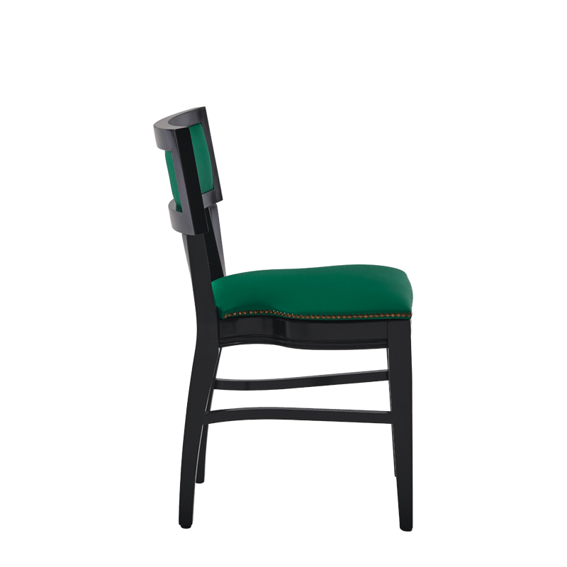 The Bogart Chair in Black with Sea Green Seat Pad