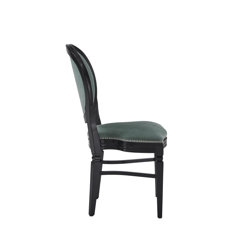 Chandelle Chair in Black with Sea Green Velvet Seat Pad