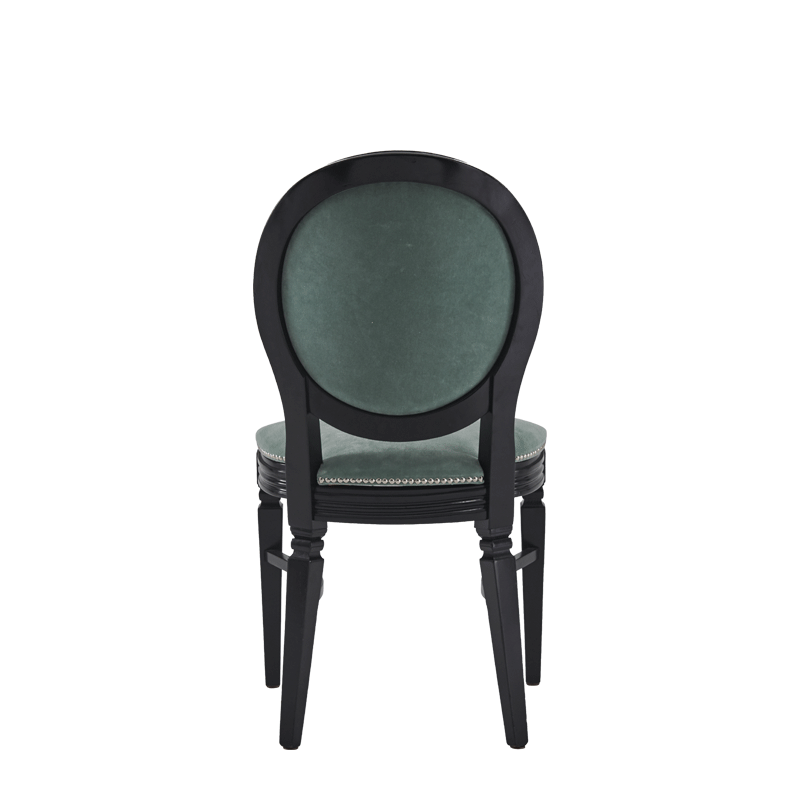 Chandelle Chair in Black with Sea Green Velvet Seat Pad