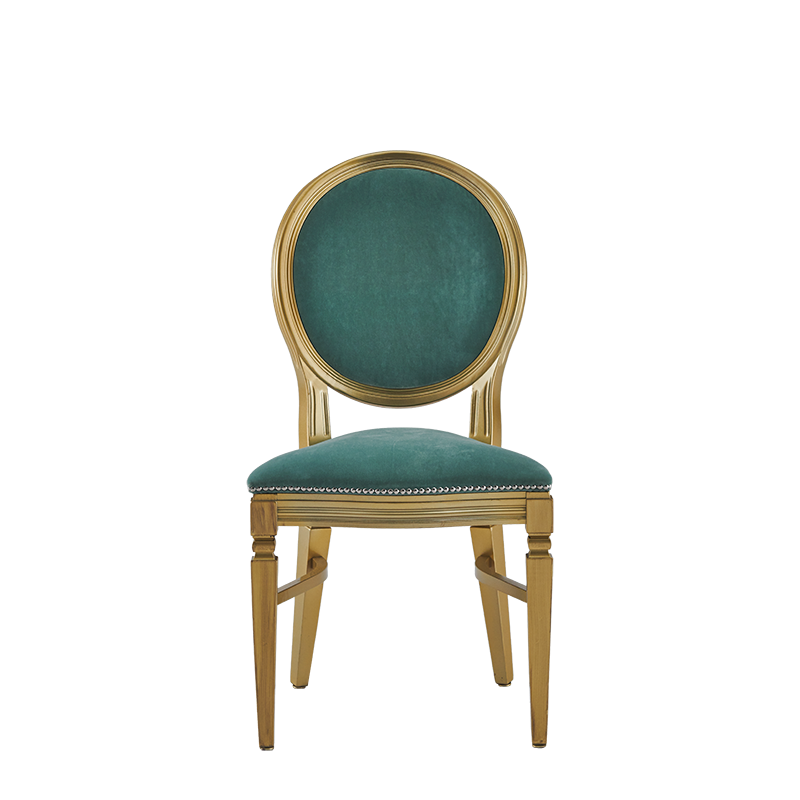 Chandelle Chair in Gold with Sea Green Velvet Seat Pad