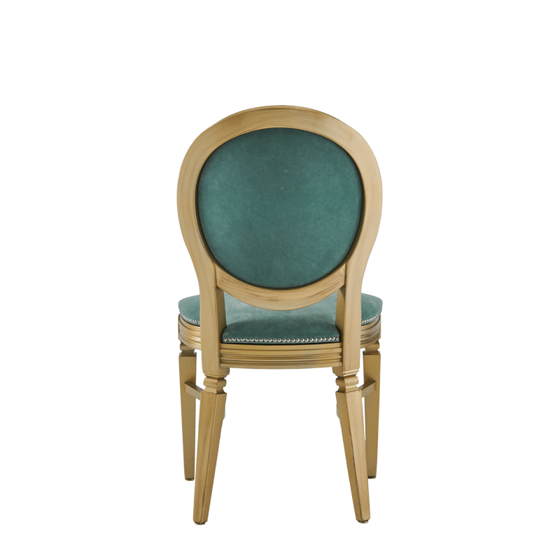 Chandelle Chair in Gold with Sea Green Velvet Seat Pad