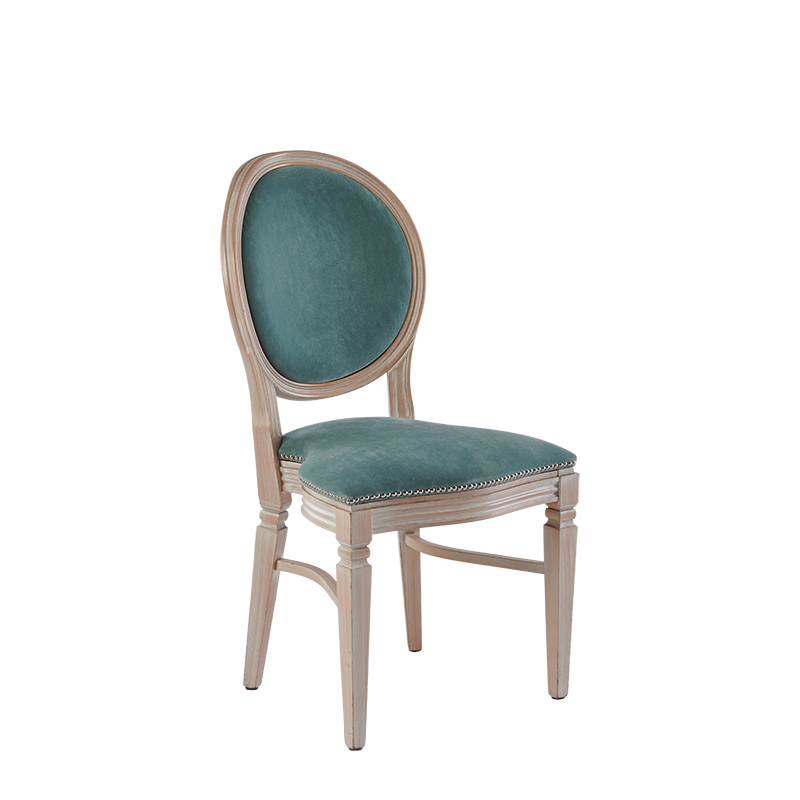 Chandelle Chair in Ivory with Sea Green Velvet Seat Pad