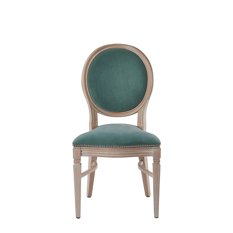 Chandelle Chair in Ivory with Sea Green Velvet Seat Pad