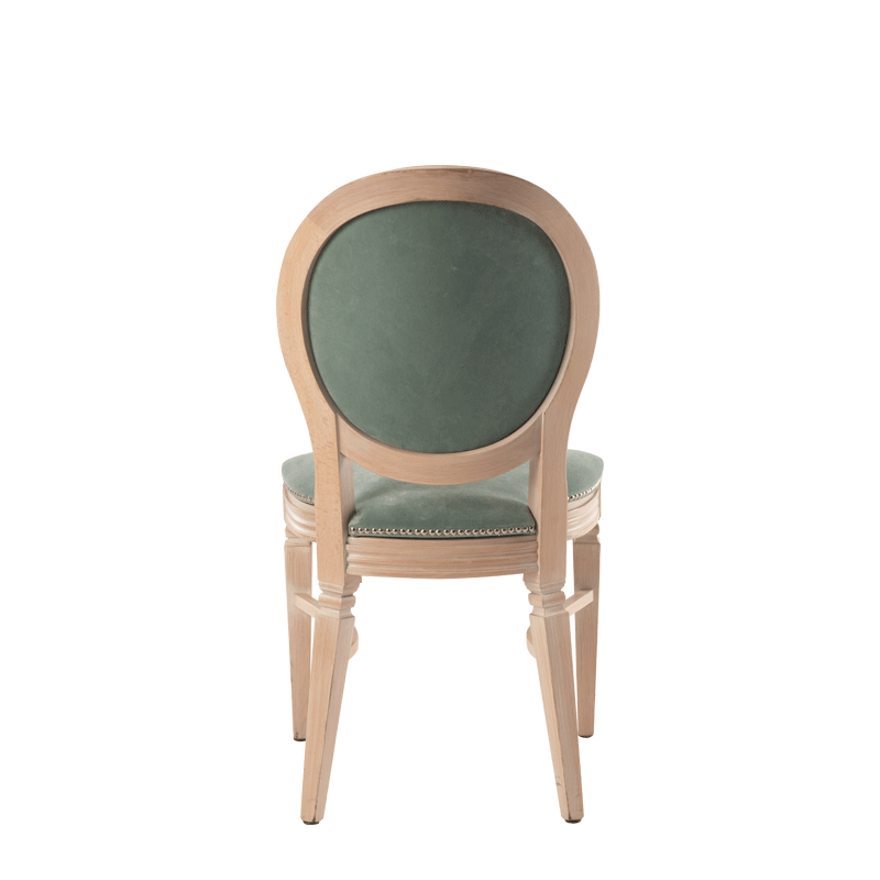 Chandelle Chair in Ivory with Sea Green Velvet Seat Pad