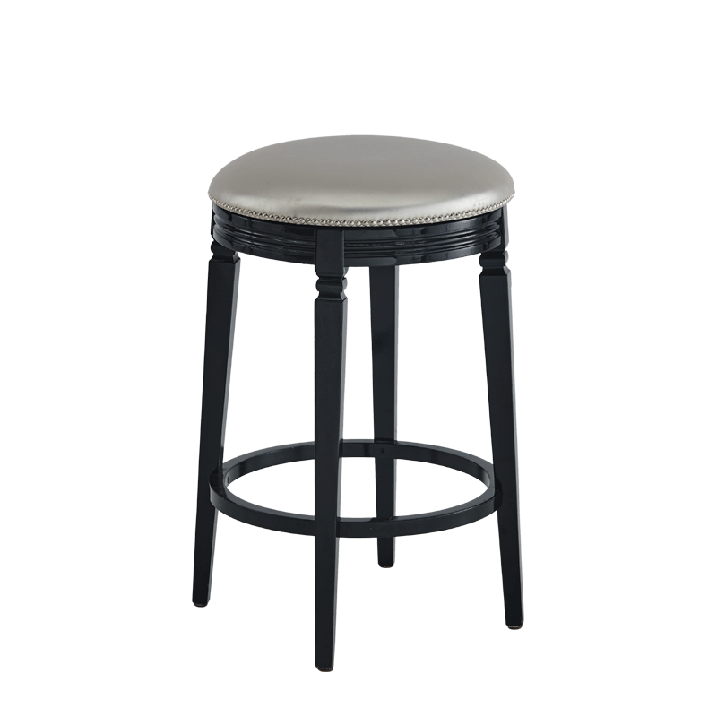 Beli Bar Stool Black with Silver Seat Pad