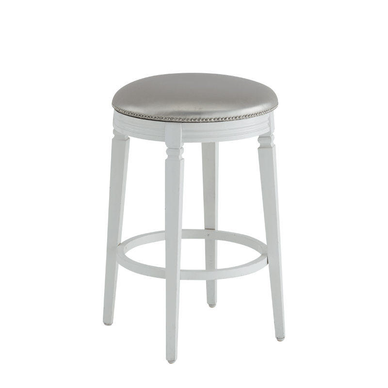 Beli Bar Stool White with Silver Seat Pad