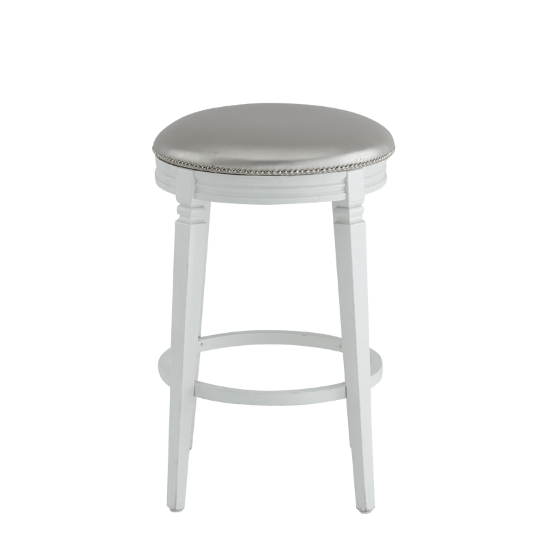 Beli Bar Stool White with Silver Seat Pad