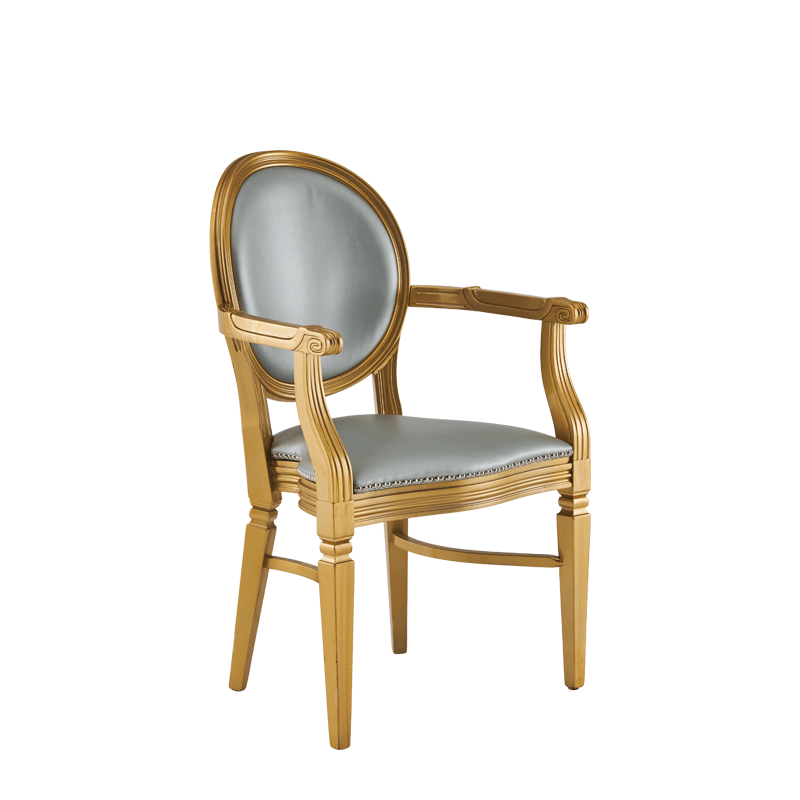 Chandelle Armchair in Gold with Silver Seat Pad