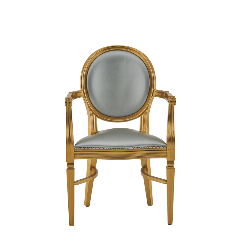 Chandelle Armchair in Gold with Silver Seat Pad