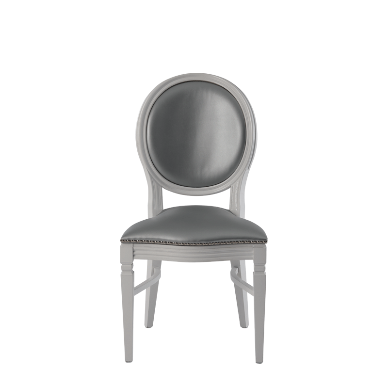 Chandelle Chair in White with Silver Seat Pad