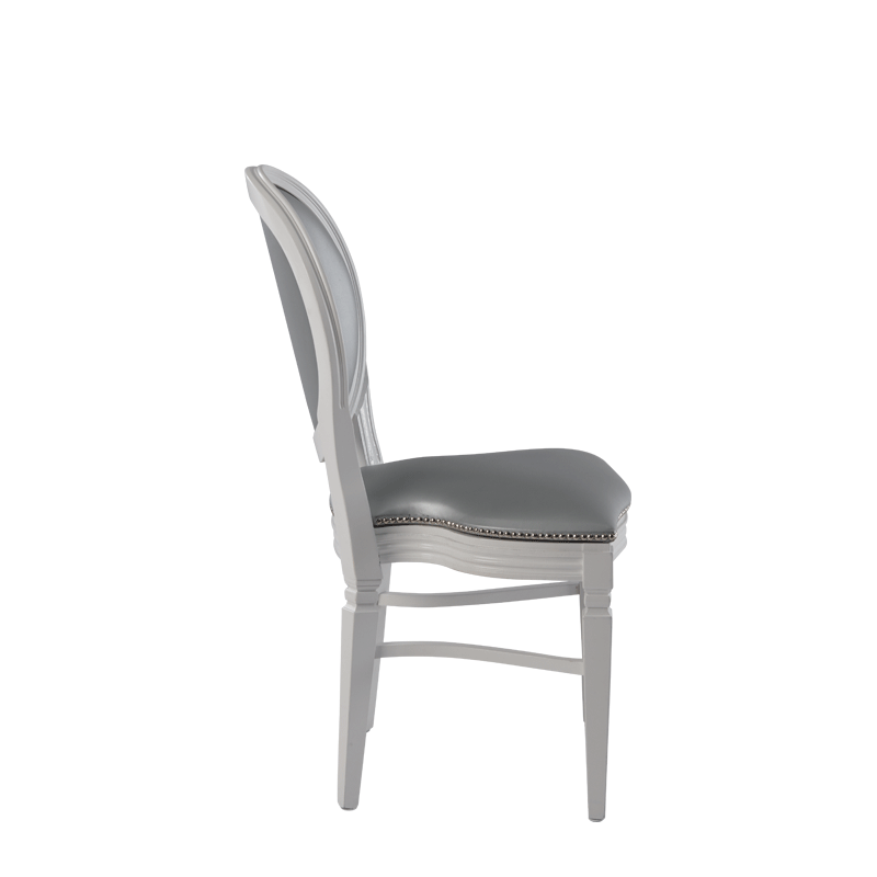 Chandelle Chair in White with Silver Seat Pad