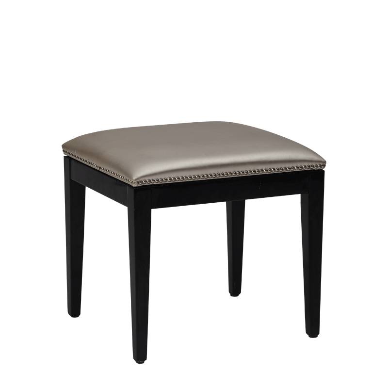 Divano Ottoman in Black with SIlver Seat Pad