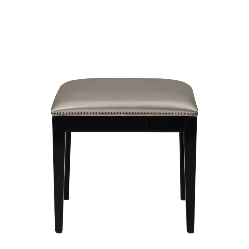 Divano Ottoman in Black with SIlver Seat Pad