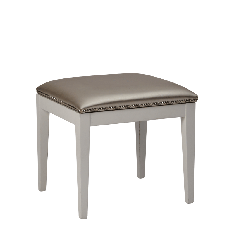 Divano Ottoman in White with Silver Seat Pad