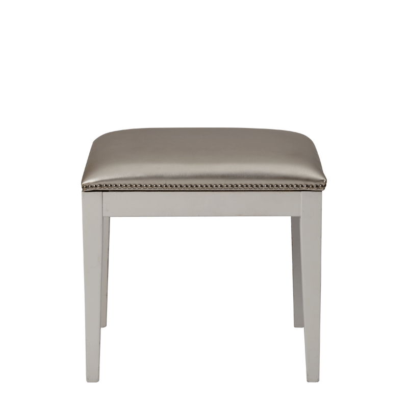 Divano Ottoman in White with Silver Seat Pad