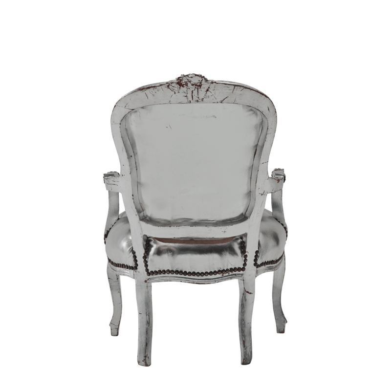Louis Armchair in Silver Gilt with Silver Seat Pad