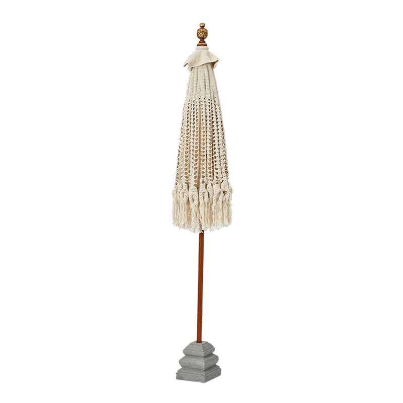 Garden Umbrella Cream with tassels and heart ornaments