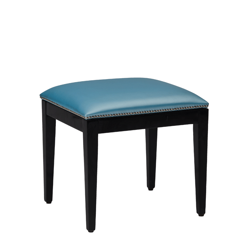 Divano Ottoman in Black with Sky Blue Seat Pad
