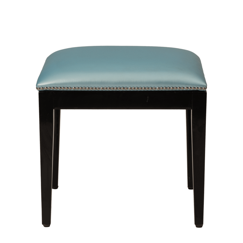 Divano Ottoman in Black with Sky Blue Seat Pad